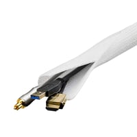 DELTACO kabelsorteringssok i nylon, burrebnd, 1,8m, hvid