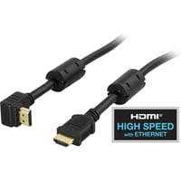 DELTACO HDMI 1.4-kabel, vinklet HDMI Type A han - HDMI Type A han, gulbelagt