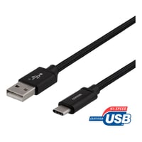 Deltaco Usb-a To Usb-c Cable, 1m, Usb 2.0, Braided, Black