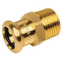 Kobber Cu press overgang, 1/2" x 15 mm med udvendigt gevind og muffe