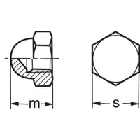 M16 A4 topmøtrik DIN 1587 - (50 stk.)
