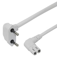Power cord CEE 7/16 - C7 angled, 1,5m, white