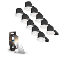 Philips Hue indbygningsspot 230V LED (rund) med Philips Hue White, GU10, hvid (mat), 10-pak - Nordtronic