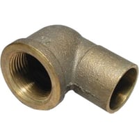 Messing loddevinkel muffe/muffe, 22 mm x 3/4" - 90°