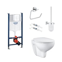 Grohe Bau toiletpakke inkl. Rapid cisterne 113 cm, trykplade, Grohe Bau vghngt toilet + SoftClose toiletsde samt tilbehr
