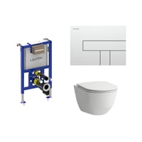 Laufen Pro toiletpakke, komplet inkl. lav cisterne (82 cm), toiletskl, toiletsde & krom betjeningstryk