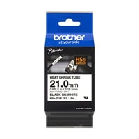 HSe-251E sort p hvid krympeflextape, 21 mm - Brother