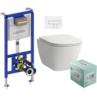 Laufen Lua toiletpakke, komplet inkl. cisterne, toiletskål, toiletsæde & betjeningstryk
