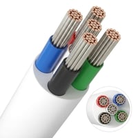 5 meter RGBW kabel, hvid rund - 5x0,35mm², 12V-24V til LED strip