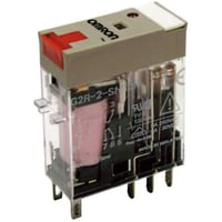 Relæ plug-in 8-polet DPDT 5A mech & LED-indikatorer låsbar testknap label facilitet G2R-2-SNI 24AC(S