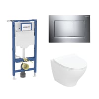 Geberit Duofix 112 cm toiletpakke inkl. If Spira Modern vghngt toilet inkl. toiletsde, Geberit Sigma20 square, blank/krom
