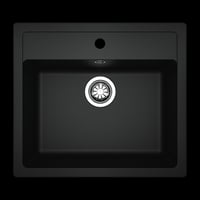 Granitvask MENORCA60-BC, firkantet, sort, 570 mm bredde, 510 mm dybde - Intra