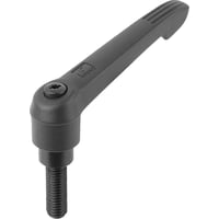Spndehndtag, strrelse: 1 – M6x40, plast sort/gr RAL 7021, materiale: stl – udv. gevind – 2 stk