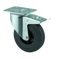 hjul, 125 mm, gummi, bremse, plade, 100 kg, 3477PVRP62