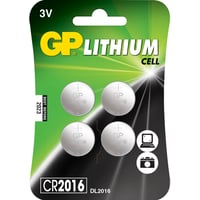 GP Batteries Lithium CR2016, Engangsbatteri, CR2016, Lithium-Manganese Dioxide (LiMnO2), 3 V, 4 stk, 90 mAh