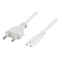 DELTACO ujordet strmkabel, CEE 7/16 til IEC 60320 C7, 0.5m, hvid