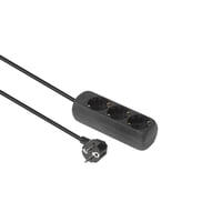 3-stik Schuko-stikkontakt forlngerledning, 5 meter, sort