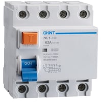 Fejlstrmsafbryder RCCB/RCD 4P, 63A, 300mA, tidsforsinket, type A, S-type, N til venstre – Chint