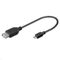 USB A til Micro-USB B kabel, USB 2.0, 0,20 meter, han/hun, sort, USBABMICRO2