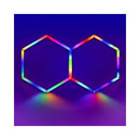 Hexagon LED-lys color, 2 felter, komplet st, 37W, RGBIC, inkl. bluetooth controller og strmforsyning billede