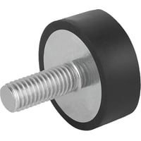 Gummibuffer type D, gevind M6x18, D: 20, H: 5, stl, materiale: elastisk naturgummi Shore 55a – Kipp