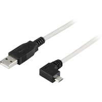 DELTACO - USB-kabel - USB (han) til Micro-USB Type B (han) - 2 m - 90° stik - grå