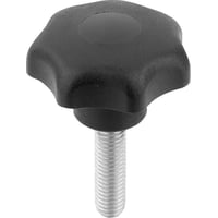 Stjernegreb DIN6336, M6x20, D1: 32, H: 20, model l, termoplast sort, materiale: rustfrit stl, cap: sort
