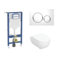 Geberit Duofix 112 cm toiletpakke inkl. Geberit Selnova væghængt + SoftClose toiletsæde, Geberit Sigma20 round, hvid/krom