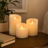 Led Bloklys Med Bevgelig Flamme Hvid 10 Cm 3 Stk Inkl. Fjernbetjening Og Timer Gte Stearin