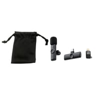 Wireless vlogging microphone, USB-C/Lightning adapter, black - Deltaco billede
