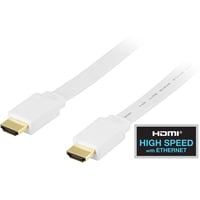 Deltaco DELTACO fladt HDMI 1.4-kabel, Type A han, guldbelagt, 3m, hvid