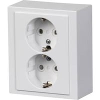 FIX-PRO ABB Impressivo Stikkontakt med 2-udtag, komplet for påbygning, hvid højglans (RAL9016), 250V 16A, Schuko og pillesikring