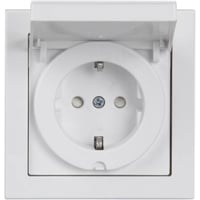 Abb stikkontakt, komplet, IP44, hvid, med lg