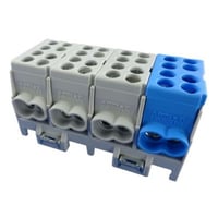 Pollmann fordelerblok, 4P dobb. 3xGr/Bl