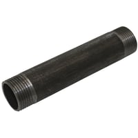 Sort glat nippelrr, ?2" x ?2", 200 mm lang
