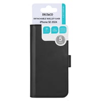 Deltaco Wallet Case, 2-in-1, Iphone Se (2024), Magnetic Cover, Black - Mobilcover