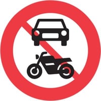 Billede af Forbudstavle - Motorkrsel forbudt C22,1 70cm T3 refleks, DS/EN12899-1