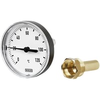 Skivetermometer, 63mm, 0-60C, med dykrrslomme