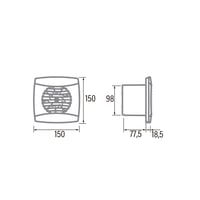 Cata ventilator UC-10 med hygrostat, Ø100 mm, 8W, sort