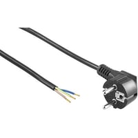 Billede af 1,5 meter sort strmkabel med Schuko stik og afisolerede ledninger, 250V, 16A, IP20, indendrs brug