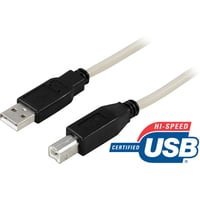 DELTACO USB 2.0 kabel Type A han - Type B han 2m, beige