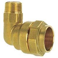 Isiflo - Vinkelovergang i messing, 90 m. kompressionskobling /nippel, 32 mm x " billede