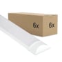 V-TAC LED-armatur ligger foran en lukket papkasse, der viser emballagen sammen med armaturet.