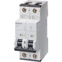 Siemens 2-polet automatsikring 10A, model 5SY.2 MCB, med B-kurve og 15kA brydeevne, vist på hvid baggrund.