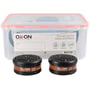 OX-ON opbevaringsboks til masker og filtre i transparent polypropylen med to runde filtre foran.