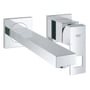 Grohe Eurocube vægmonteret håndvaskarmatur i krom med 1-greb og en 231 mm udtræk. Armaturet har et minimalistisk design med firkantede former og et poleret kromlook.
