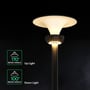 V-TAC Lotus LED-solcellehavelampe lyser både op og ned, vist med markeringer af lysvinklerne.