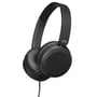 JVC HA-S31M-B sorte on-ear hovedtelefoner set fra siden og let skråt, der viser ørekop og justerbart pandebånd.