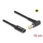 DeLock adapterkabel med USB Type-C hun-port og 5.5 x 2.5 mm han-stik, 15 cm langt, med 90° vinkel på stikket.