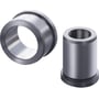 To borebøsninger af specialstål, hærdet og slebet, med krave; den ene viser den indvendige boring på 8mm og den anden den udvendige diameter på 12mm.